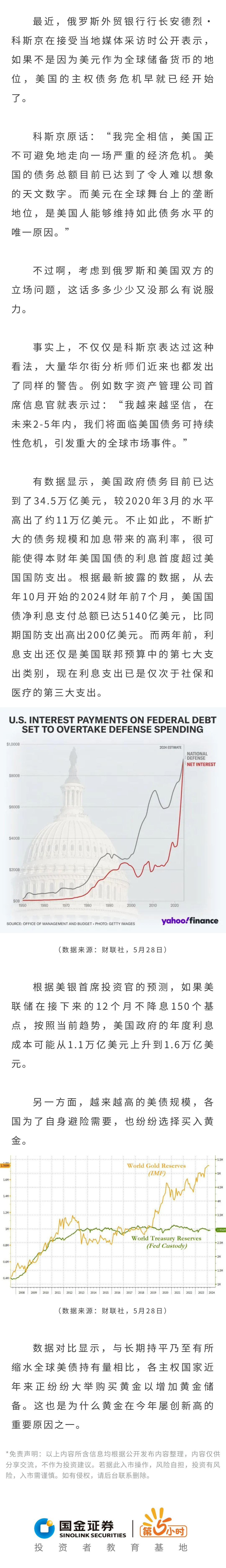 热点解读∣黄金为何屡创新高，美债利息已成为美联邦预算第三大支出