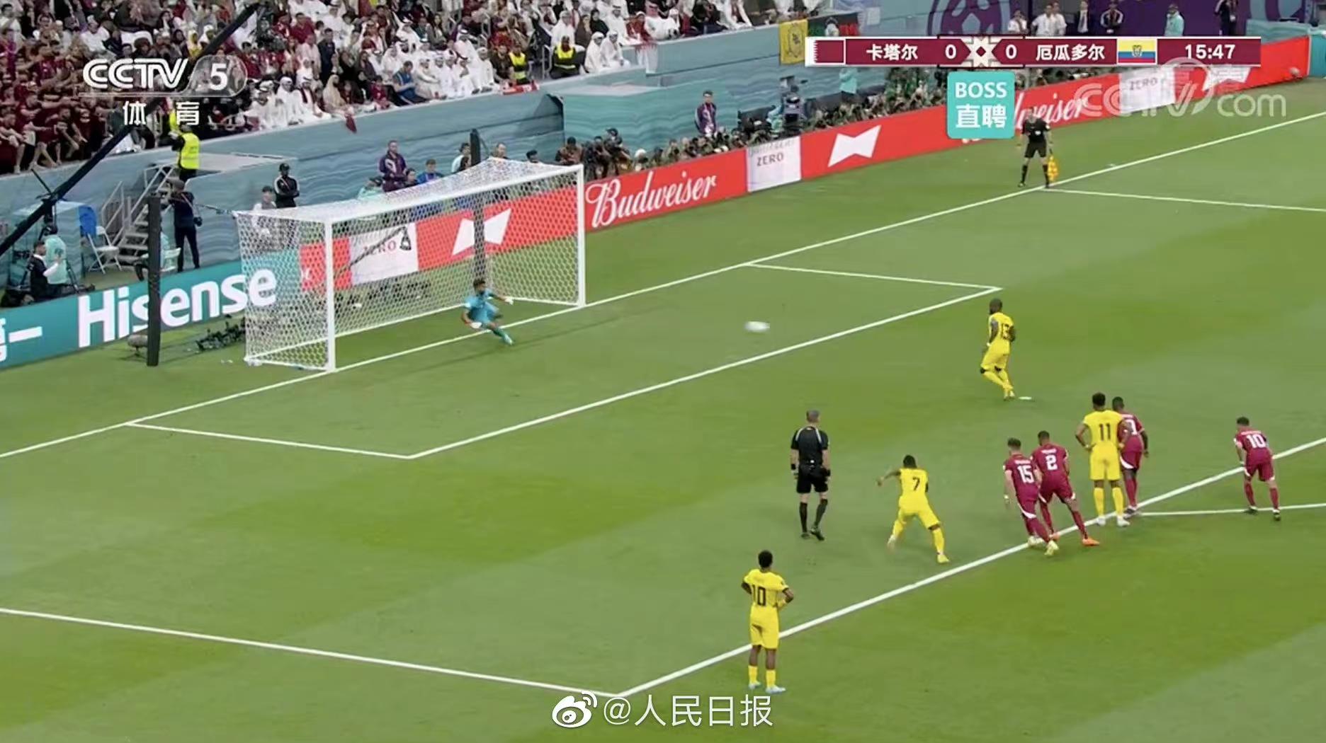 2022世界杯揭幕战：厄瓜多尔队1比0领先卡塔尔队