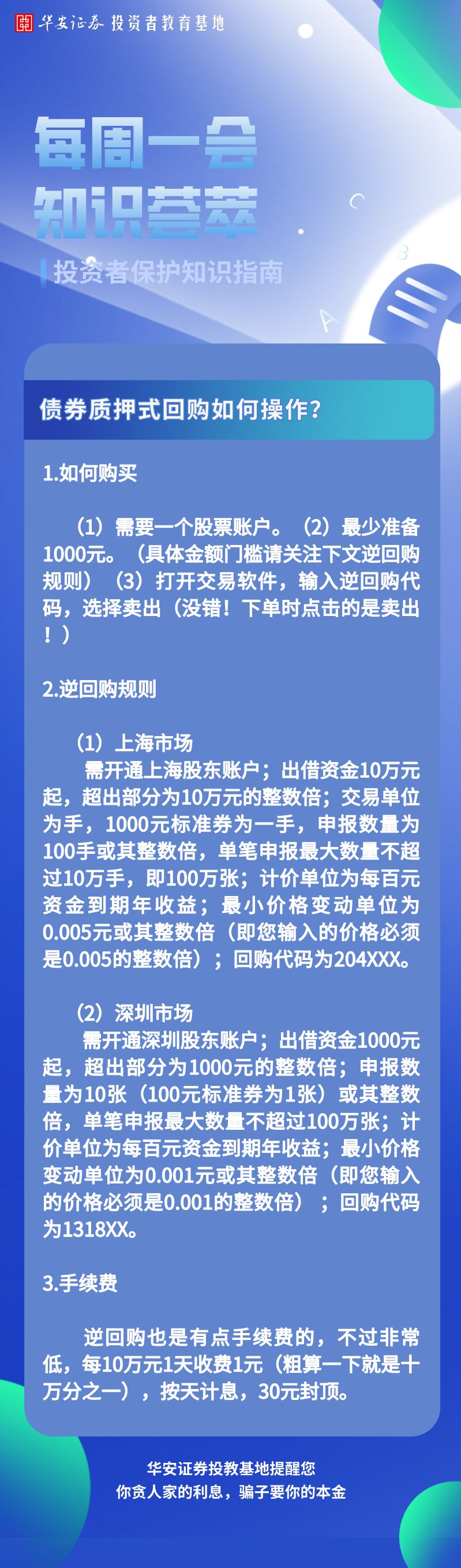 华小安惠学习【每周一会知识荟萃】债券质押式回购如何操作？