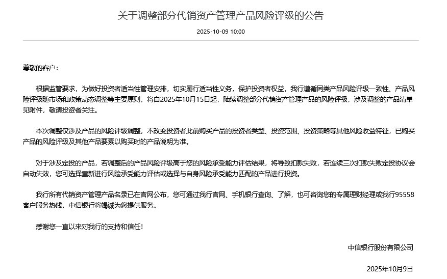 多家银行密集上调基金风险评级