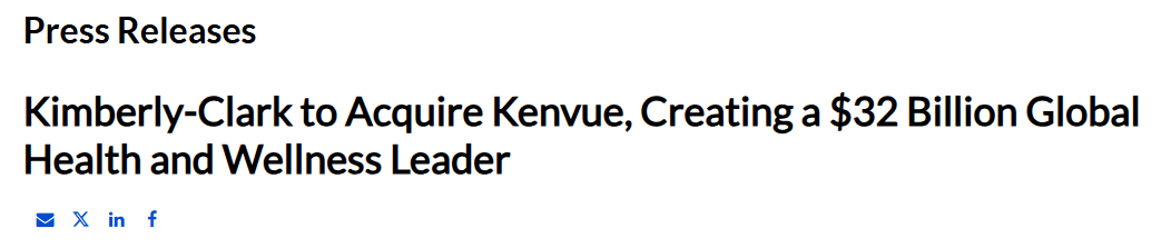 金佰利487亿美元收购泰诺母公司