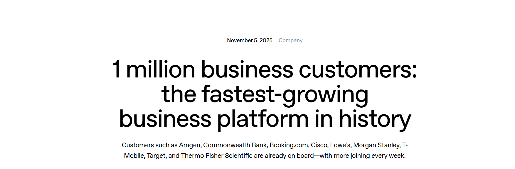 OpenAI企业用户突破百万