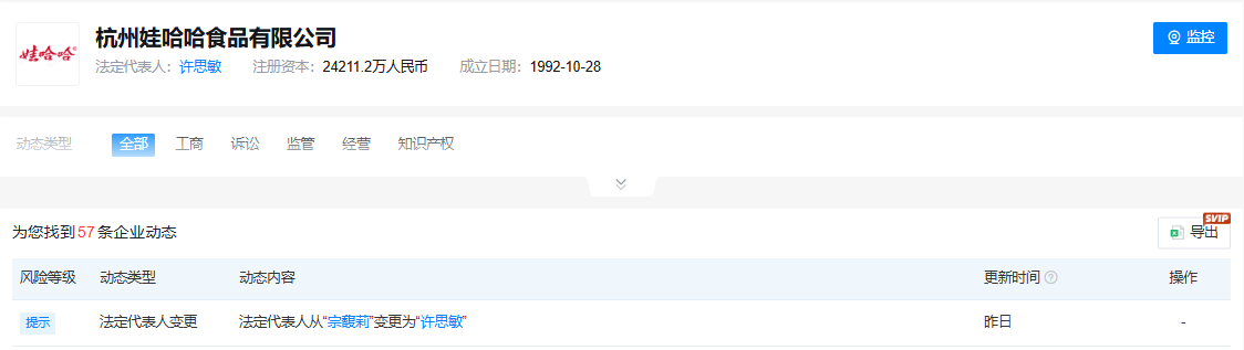 宗馥莉再卸任娃哈哈系公司要职