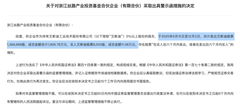 股权私募涉短线交易被警示